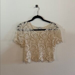 Forever 21 Cream Lace Crop Top